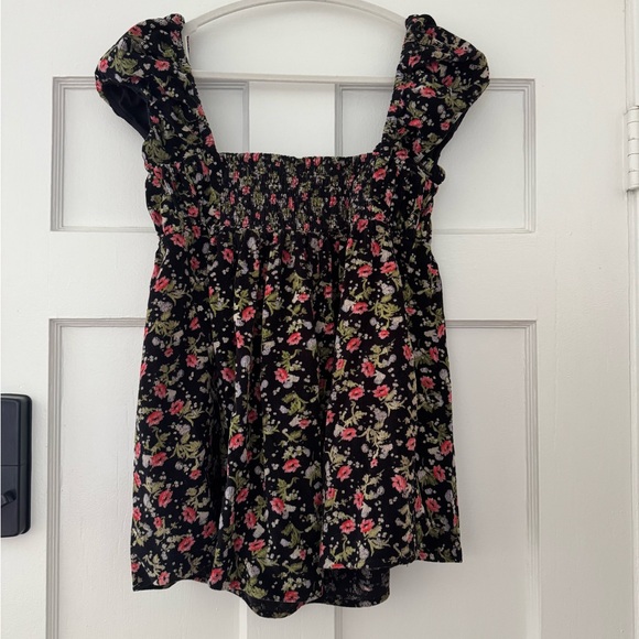 Free People Black Floral Babydoll Dress with Cream Bow - Picture 3 of 4